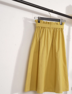 Dámská sukně s vysokým pasem - střední délka - Yellow, One-size
