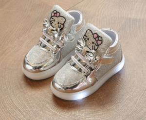 Dětské dívčí roztomilé boty se světýlky a mašličkou - Silver-kitty, 30