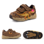 Dětské boty s motivem 3D dinosaura a svítícíma očima - Brown-4-led, 31