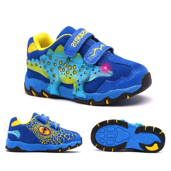 Dětské boty s motivem 3D dinosaura a svítícíma očima - Brown-4-led, 31