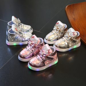 Dětské dívčí roztomilé boty se světýlky a mašličkou