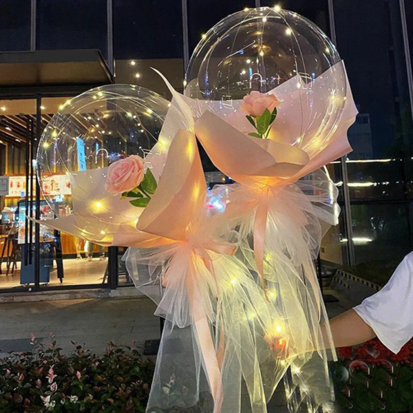 Valentýnské svítící LED balónky - kytice - 01