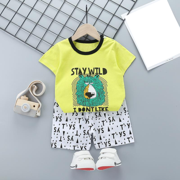 Letní dětská bavlněná souprava trička a šortek - P12, 4-roky