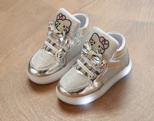 Dětské dívčí roztomilé boty se světýlky a mašličkou - Silver-kitty, 30