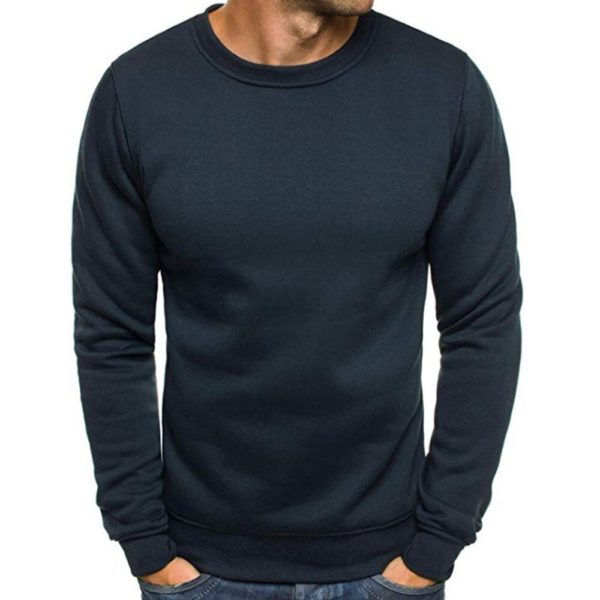 Pánský jednoduchý svetr s dlouhým rukávem - Navy-blue, Xxl