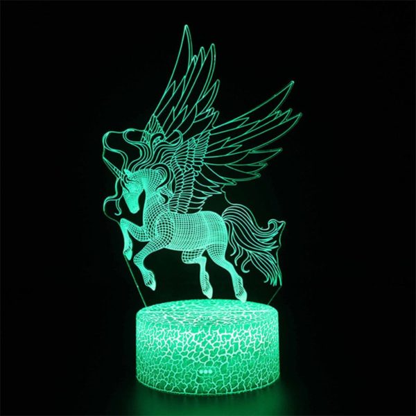 Kreativní 3D lampa ve tvaru jednorožce - 8, Touch-3-color