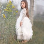 Dětské společenské šaty s třásněmi s růžemi a mašlí - 14, 8-roky