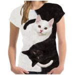 Dámské tričko s 3D potiskem kočky - White, Xxl