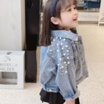 Dívčí stylová džínová bunda s perličkami - Modra, 4-roky