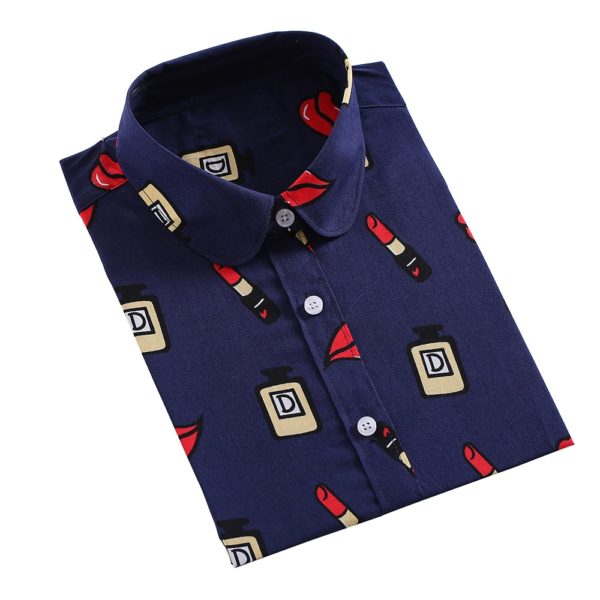 Jarní, podzimní vzorovaná košile s dlouhým rukávem - Nz004-05, 4xl