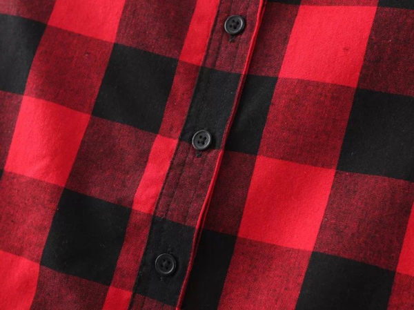 Dámská dlouhá kostkovaná košile s dlouhým rukávem - Red, Xxl
