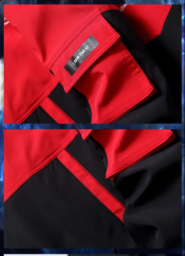 Pánská bunda s kapucí a módním potiskem - více barev - Cerno-cervena, Xxxl