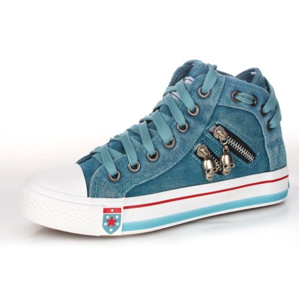 Stylové džínové kotníkové boty - Svetle-modra, 43
