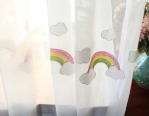 Záclona se vzorem duhy - Bila, 100-x-160cm, Hacek