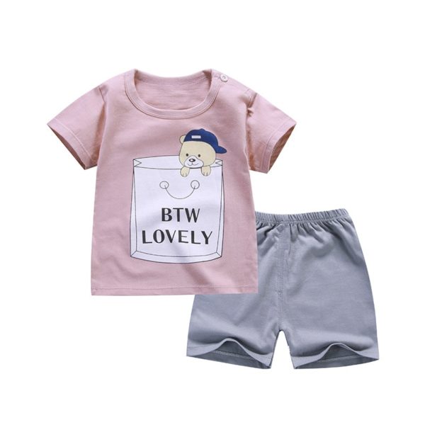 Bavlněný letní dětský set šortek a trička - B61, 36-48-mesicu