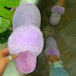 Dámské kožešinové teplé domácí pantofle - Purple, 43
