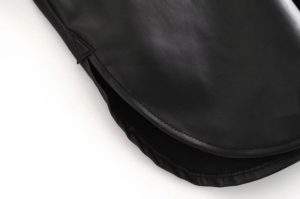 Dámská bunda z umělé kůže s páskem a náprsními kapsami - Cerna, L