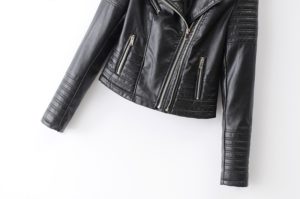 Dámská podzimní kožená bunda - 1828-black, Xl