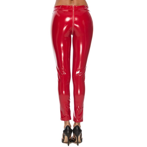 Dámské sexy latexové kalhoty na zip - Bila, 4xl