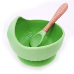 Dětská silikonová miska s lžící pro děti - Green