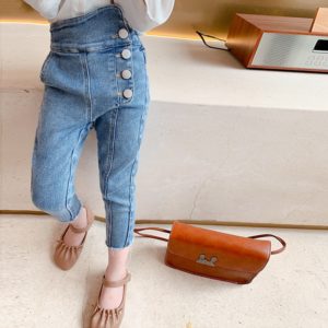 Moderní džíny z ozdobnými knoflíky pro dívky