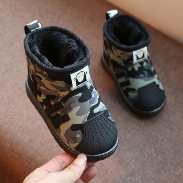 Dětské zimní zateplené botičky MONKEYS - Army, 32