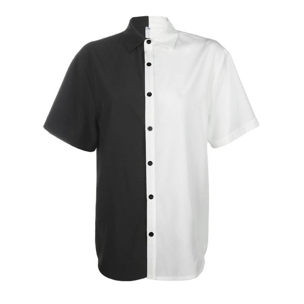 Dámská neformální volná košile s polovičními rukávy - Black, L