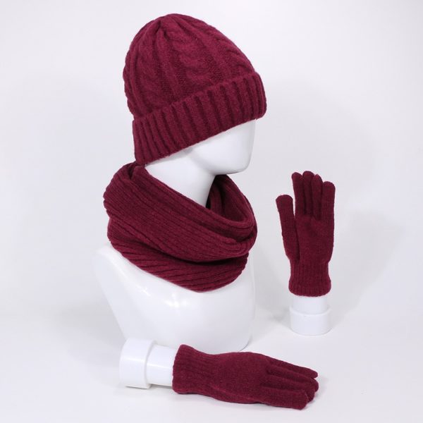 Dámská zimní sada čepice a šála s rukavicemi - E