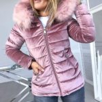 Dámská módní bunda s kožíškem Mckayla - Pink, 4xl