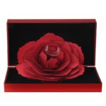Luxusní krabička na prstýnek s růží - Cervena
