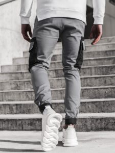 Ležérní panské kalhoty s postranními kapsami - Khaki, Xxxl