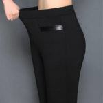 Dámské moderní elastické kalhoty Dia - Black, 4xl
