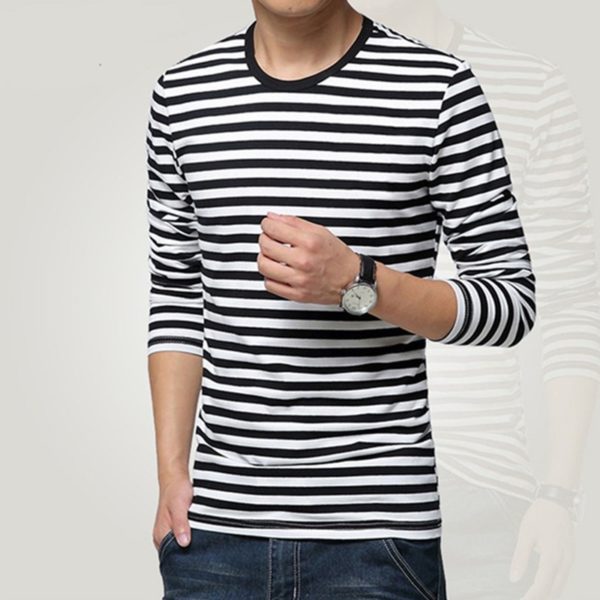 Pánské tričko s dlouhým rukávem - Red-and-white-stripe, 4xl