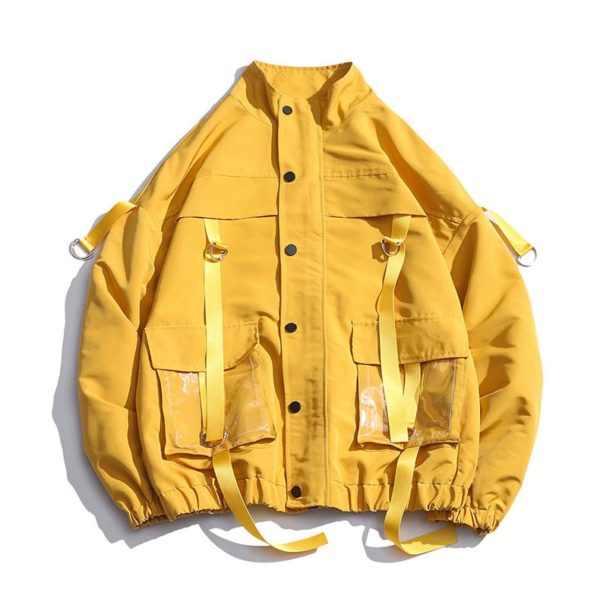 Pánská zajímavá hip-hop bunda s kapsami - Zluta, 5xl