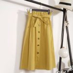 Dámská sukně s vysokým pasem - střední délka - Yellow, One-size