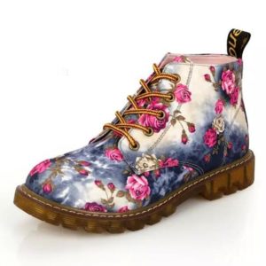 Dámské šněrovací boty s květinovým vzorem