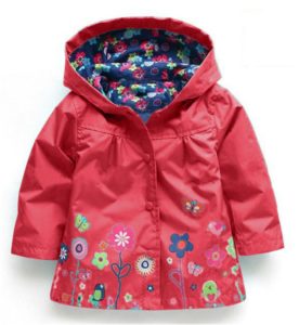 Dětská veselá jarní a podzimní/podzimní bunda s kapucí a potiskem kytiček - Zluta, 6-let