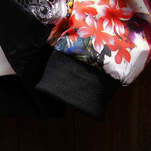Pánská jarní a podzimní bunda s Japonským květinovým vzorem - Barevna, 5xl