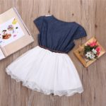 Dívčí Denim roztomilé šaty s krajkou a Tylovou sukní - White, 6-let