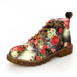 Dámské šněrovací boty s květinovým vzorem - Yellow, 40