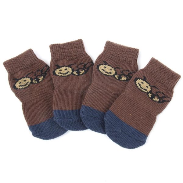 Dětské teplé bavlněné protiskluzové ponožky se zvířátkem - Silver, Xl
