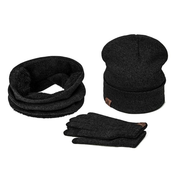 Pletený set čepice. nákrčník a rukavice - Black