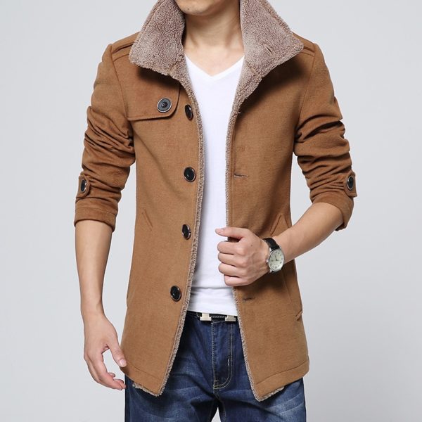 Pánský stylový podzimní kabát s límcem Brandan - F10-khaki, 3xl