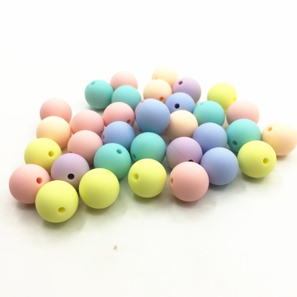 Silikonové korálky na tvoření pro děti - 20-candy-colors, 12mm