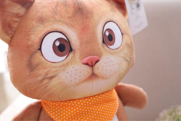 Roztomilá plyšová 3D kočka s barevným šátkem okolo krku - 3, 20-cm