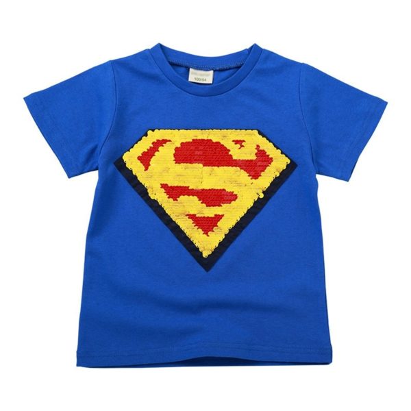Dětské letní triko se superhrdiny pod měnícíma se flitrama - Iron-man-bila, 8-let