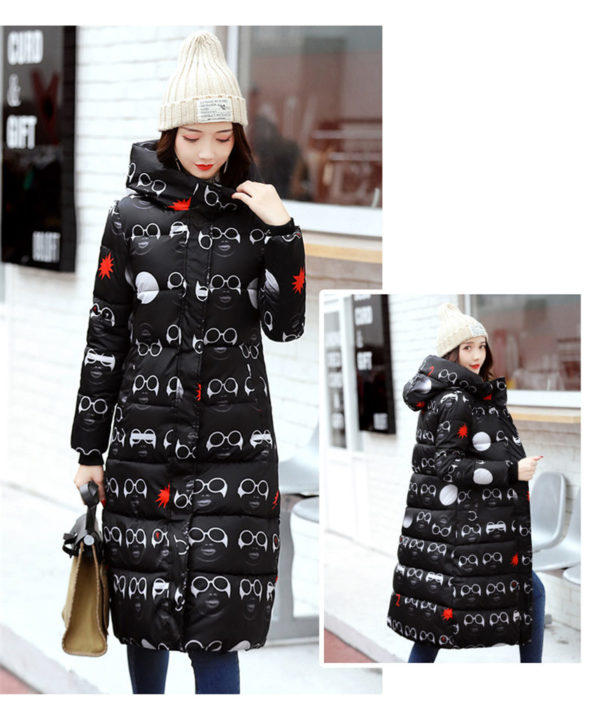 Dlouhý zimní kabát s kapucí Adele - různé vzory - Style-five, Xl