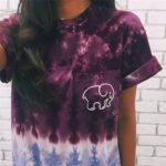 Dámské batikované tričko s potiskem slona - Purple, Xxl