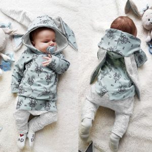 Novorozenecký set mikina s dlouhými oušky a tepláky