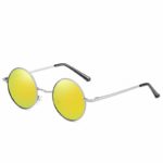 Retro pánské kulaté polarizované sluneční brýle - C7-silver-mirror